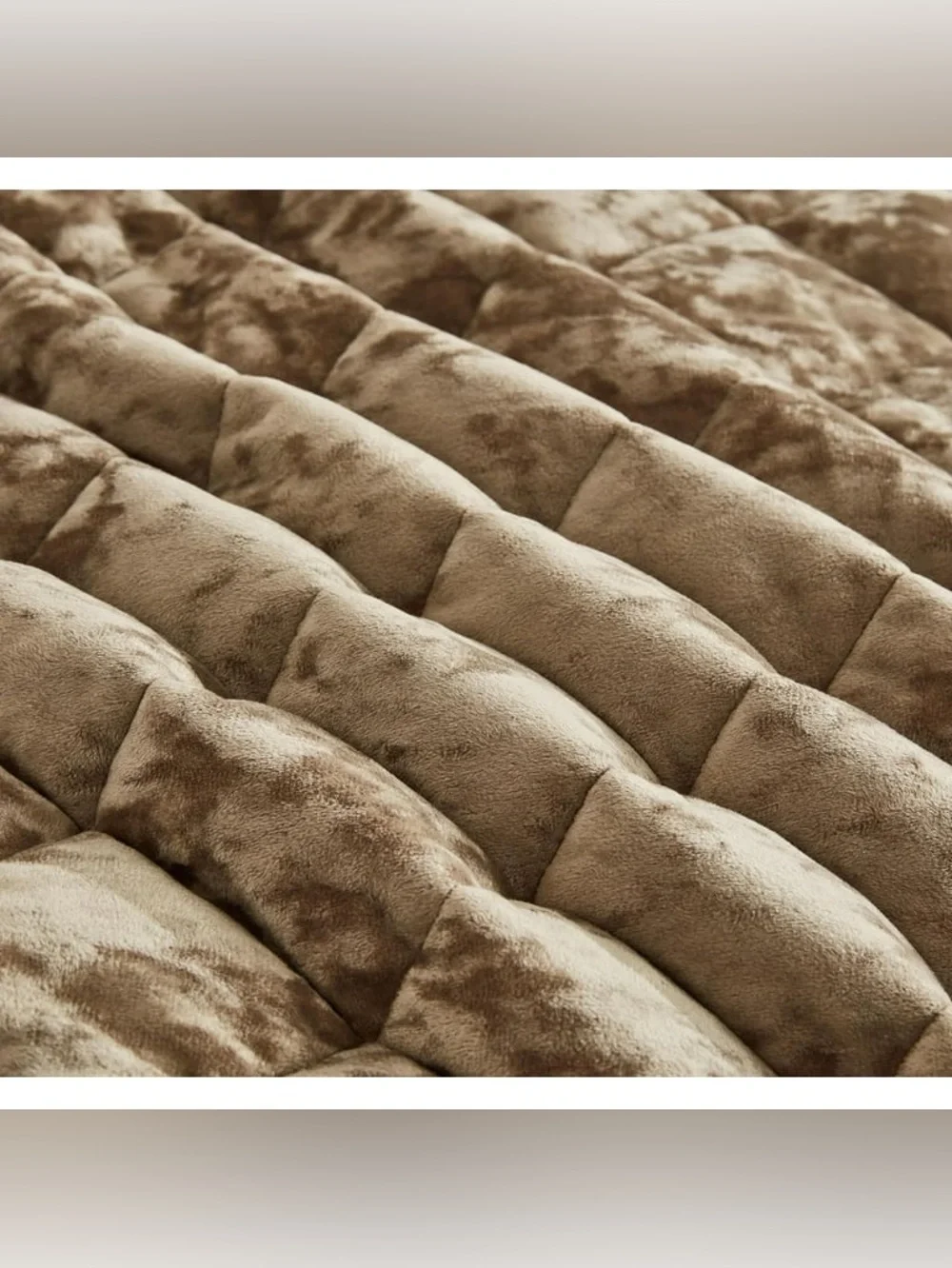 Plush queen 3 piece Quilted Velvet Bedspread Set - Taupe